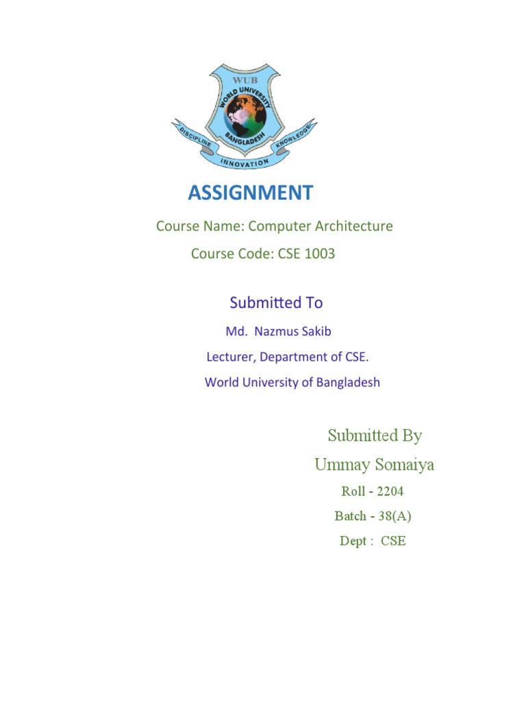 Computer Architecture Assignment | PDF | Computer Data Storage ...