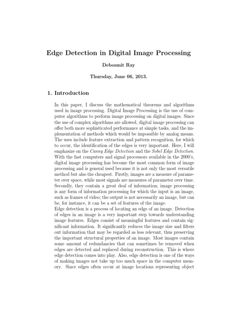 Edge Detection in Digital Image Processing | PDF