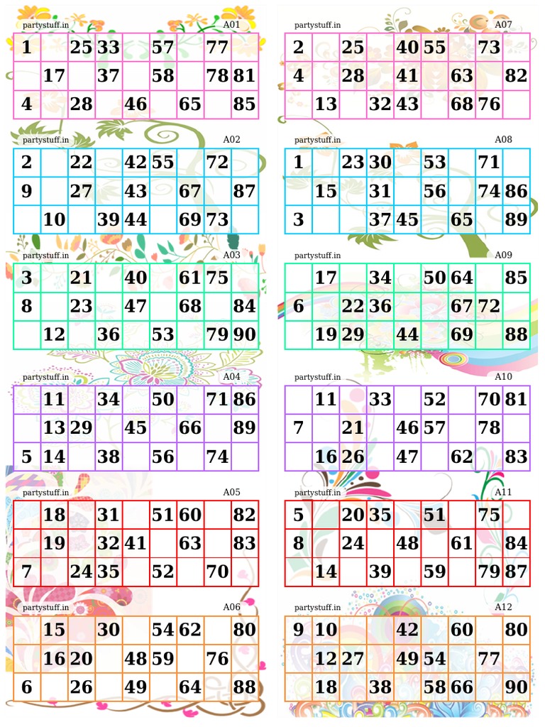 Tambola Tickets Printable Pdf Free Download