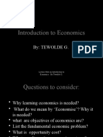 Introduction To Economics: By: Tewolde G