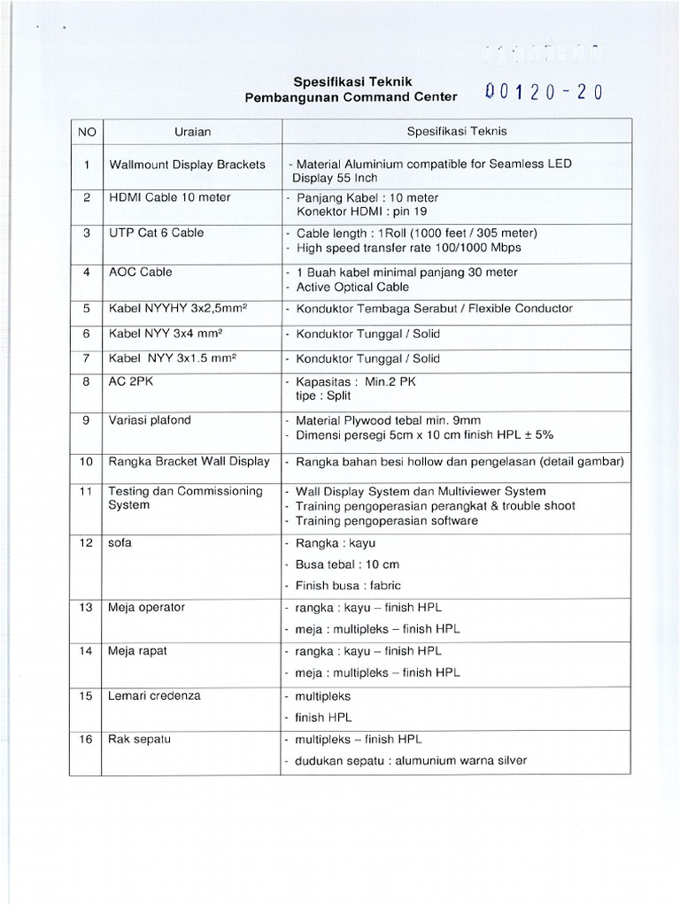 Spektek Pembangunan Command Center-03192020153221 | PDF
