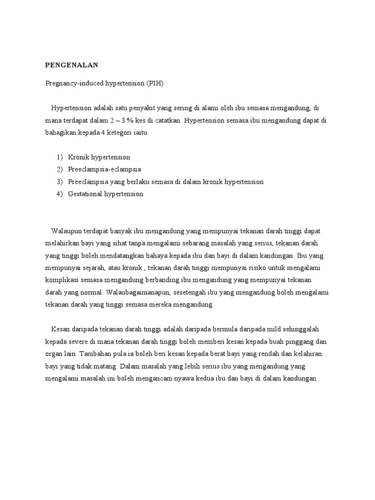 Pregnancy-Induced Hypertension (PIH) | PDF