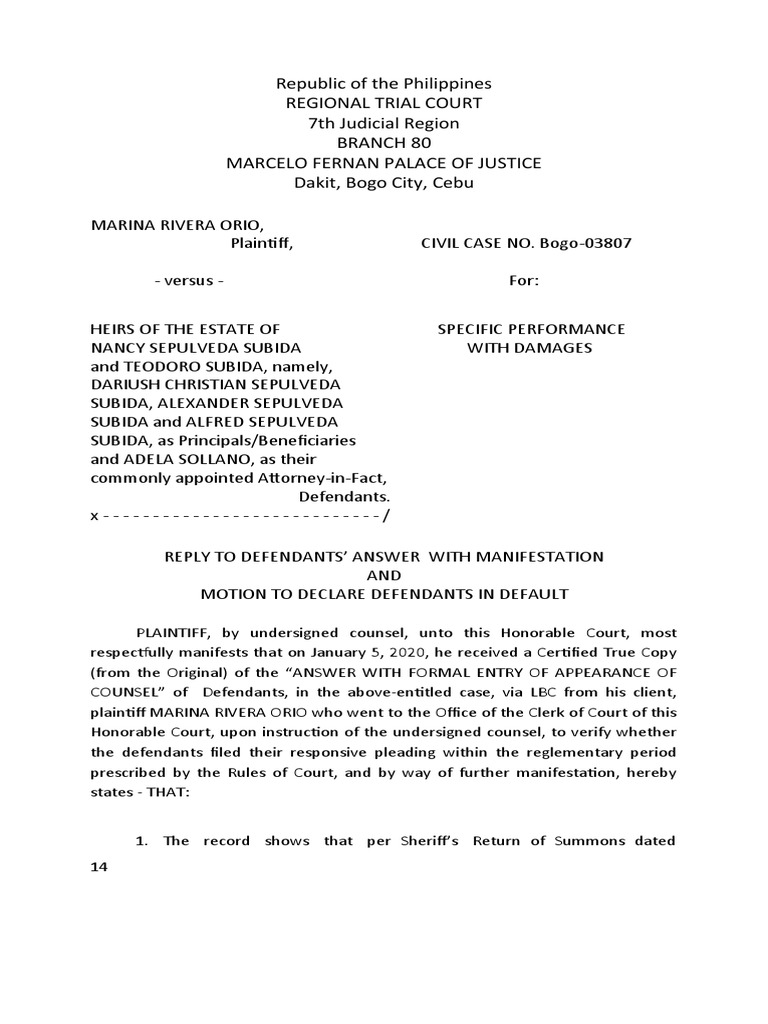 Motion to Declare Defendants in Default | PDF | Pleading | Complaint