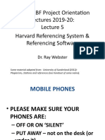 UWE BABF Project Orientation Lectures 2019-20: Harvard Referencing System & Referencing Software