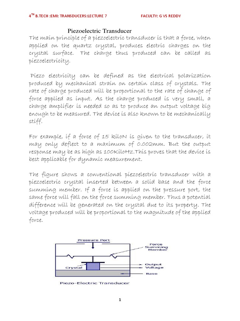 Piezoelectric Transducer PDF | PDF | Piezoelectricity | Force