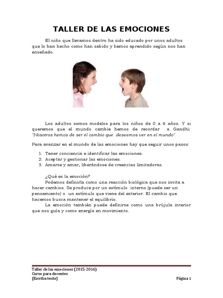 Taller de Gestión de Emociones | PDF | Las emociones | Amor