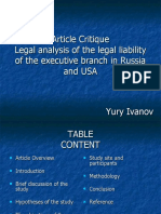Article Critique Legal Analysis of The Legal Liability of The Executive Branch in Russia and USA