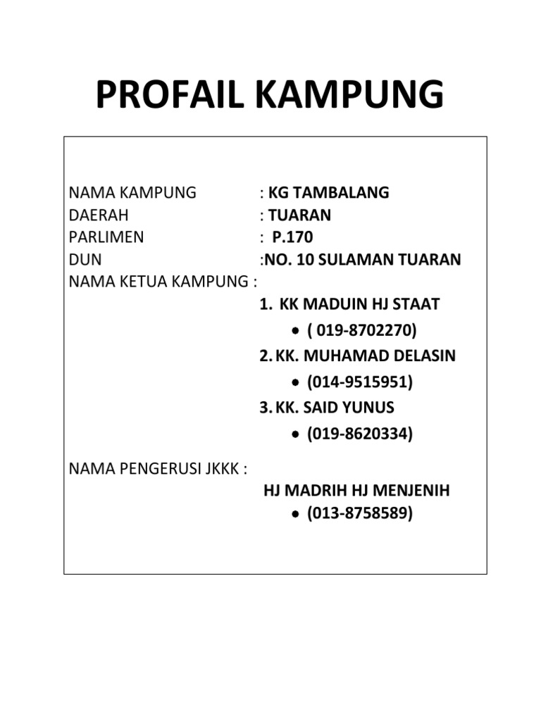 Profail Kampung | PDF