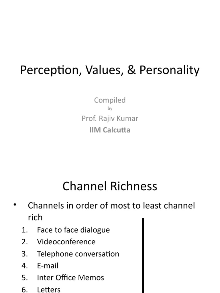 Personality, Values, & Perception | PDF | Neuropsychology | Applied ...
