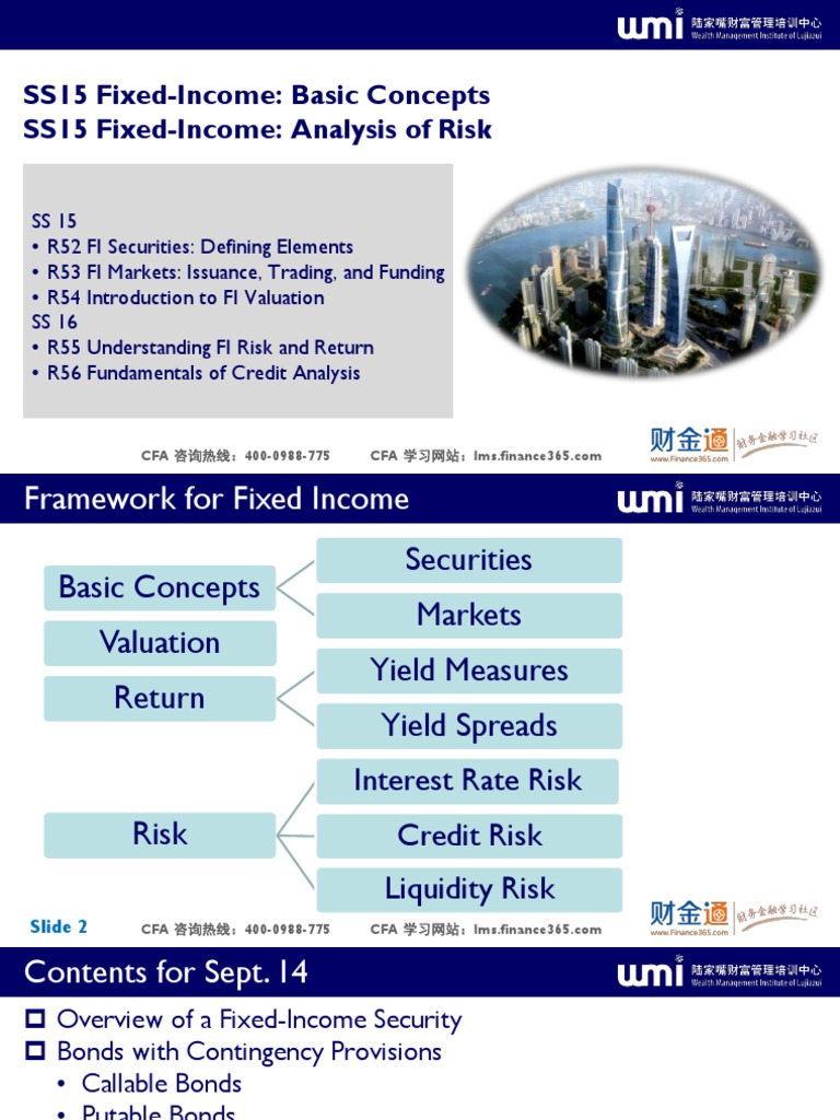 SS15 Fixed-Income: Basic Concepts SS15 Fixed-Income: Analysis of Risk ...