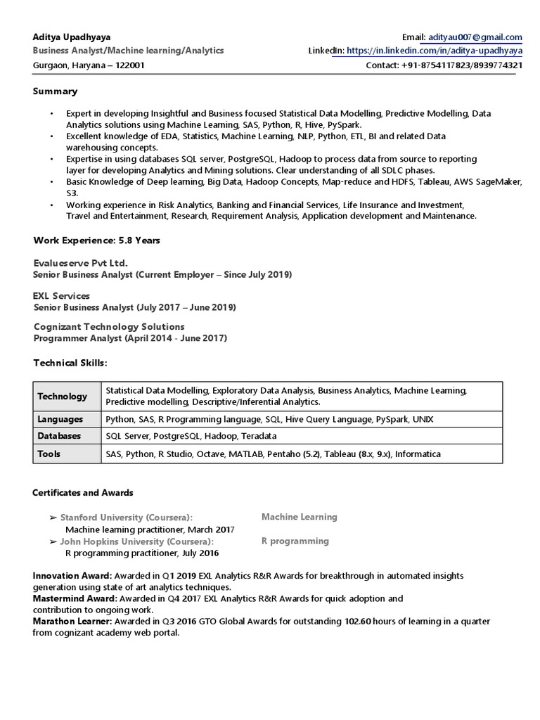 Data Analytics & ML Resume | PDF | Sas (Software) | Analytics