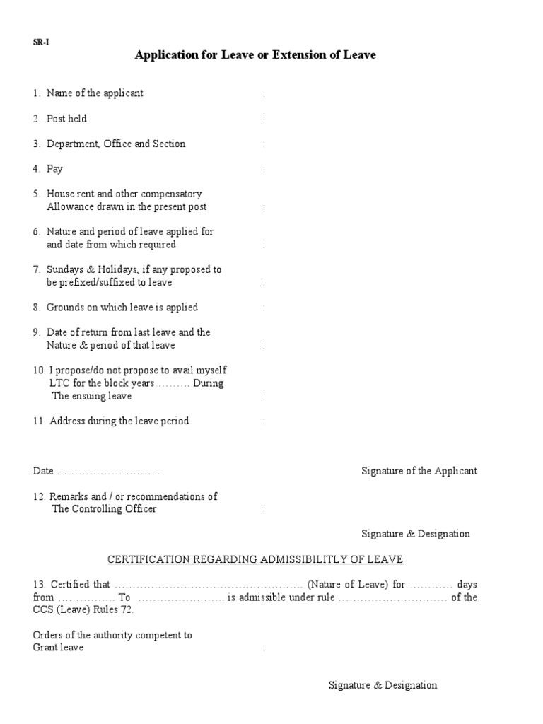 Leave Application Form SR-I | PDF | Law