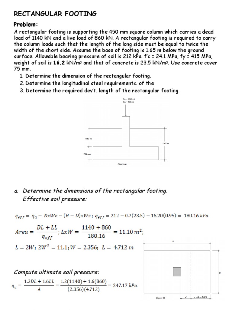 Design of Rectangular Footing for Column | PDF