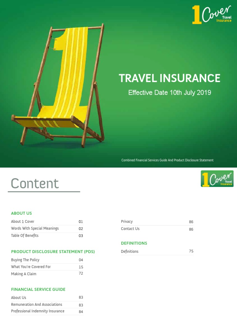 Travel Insurance Effective Date 10th July 2019 PDF Insurance Hospital