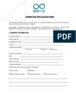 Distributor Application Form: I. Company Information