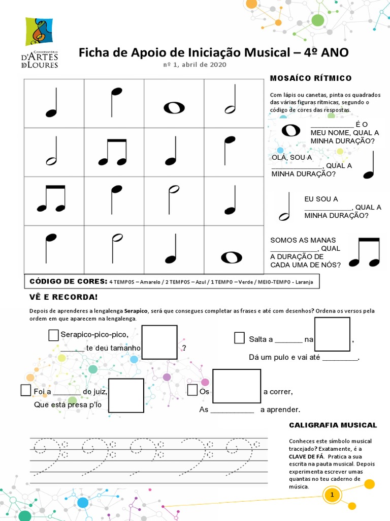 Ficha de Iniciação Musical - 4º Ano | PDF | Entretenimento (geral)