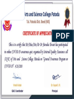 Certificate For DR Jitendra Tiwari For "General Awareness Quiz On COVID - 19" PDF