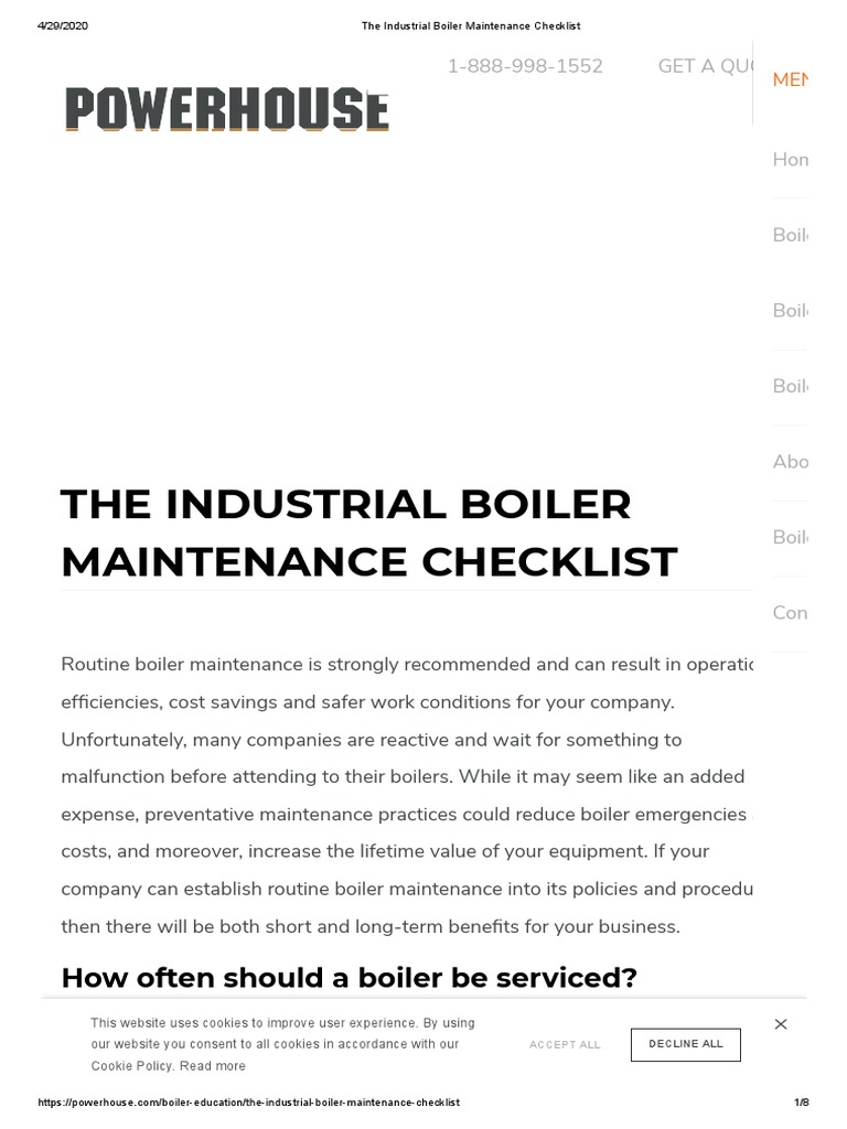 Planned Boiler Maintenance Checklist PDF | PDF | Boiler | Combustion
