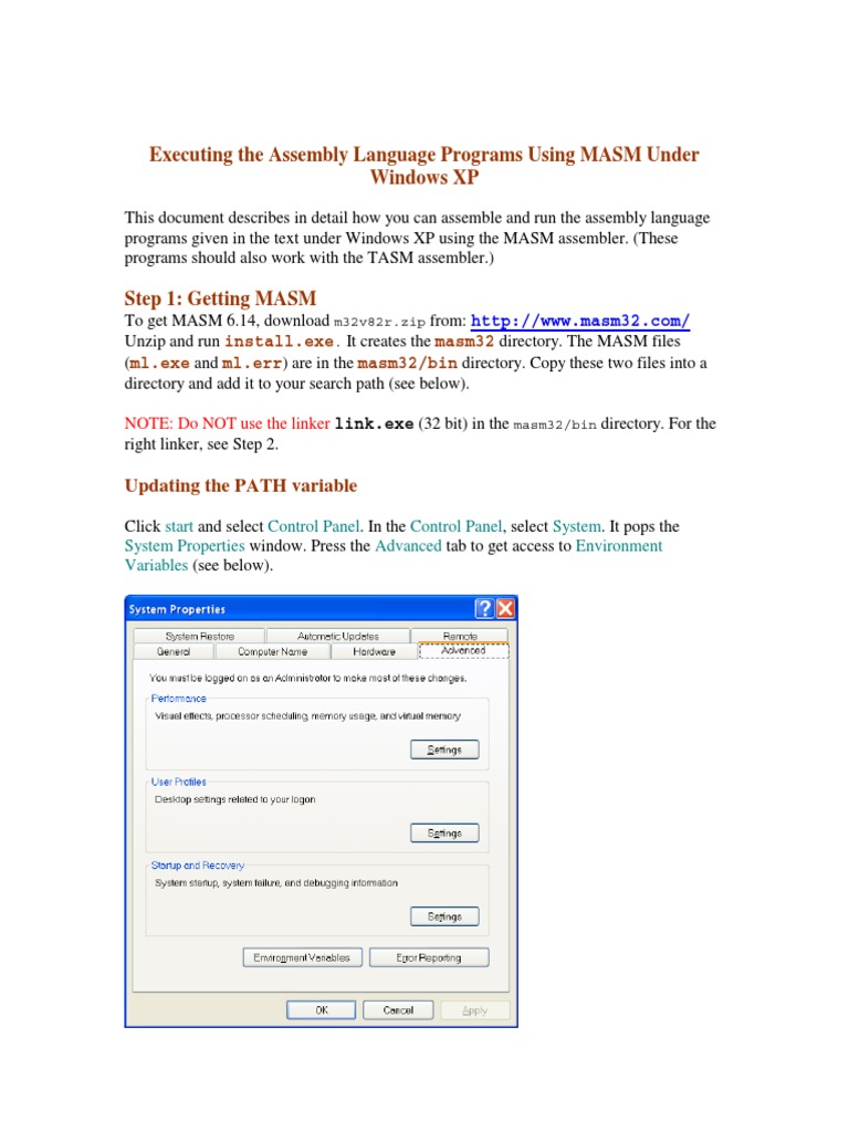 Assembly Programming on Win XP | PDF | Computers