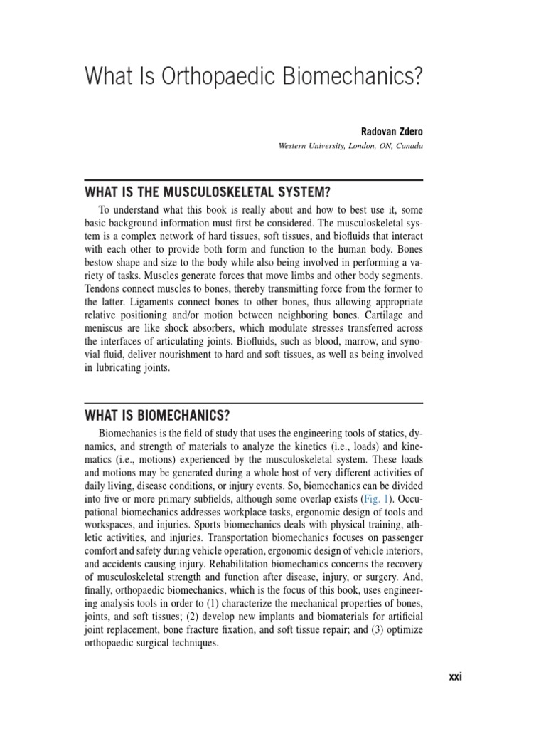 What Is Orthopaedic Biomechanics? PDF Biomechanics Orthopedic Surgery