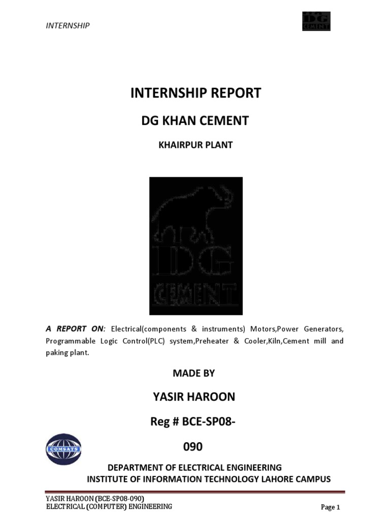 Internship Report DG Khan Cement PDF Mill (Grinding) Cement