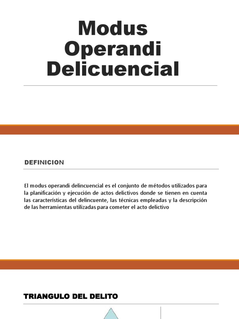 Modus Operandi Delincuencial: Definición y Ejemplos | PDF | Robo | Robo