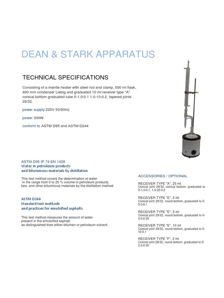Dean & Stark Apparatus Specifications | PDF