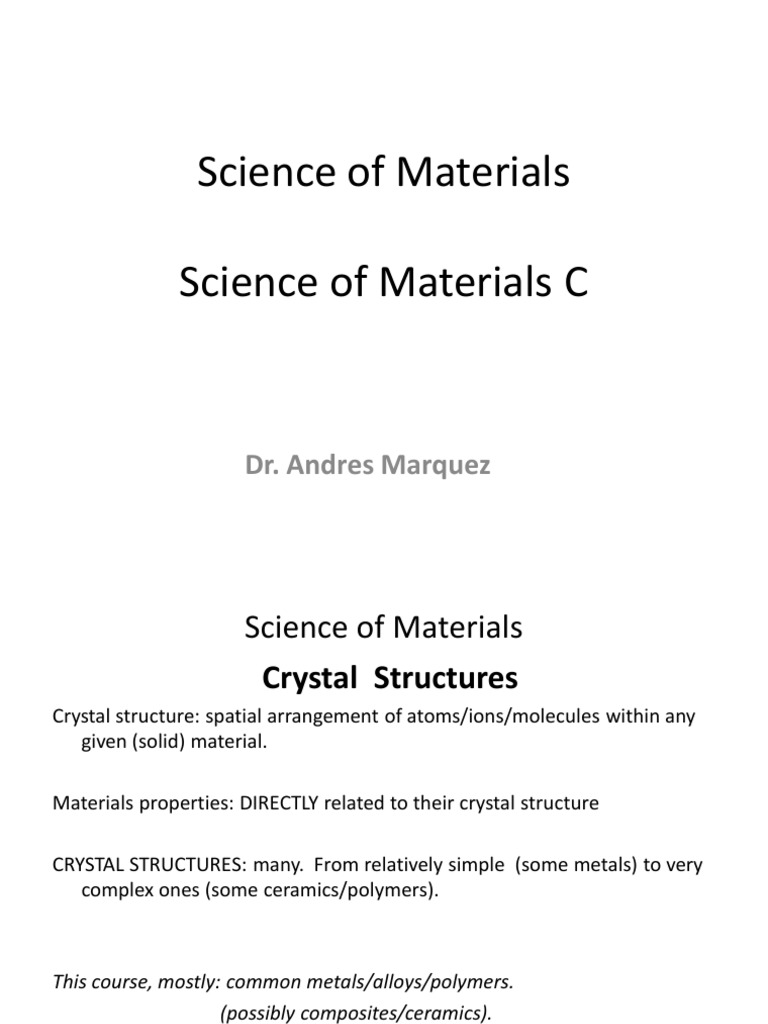 Understanding Crystal Structures in Materials | PDF | Crystal Structure ...