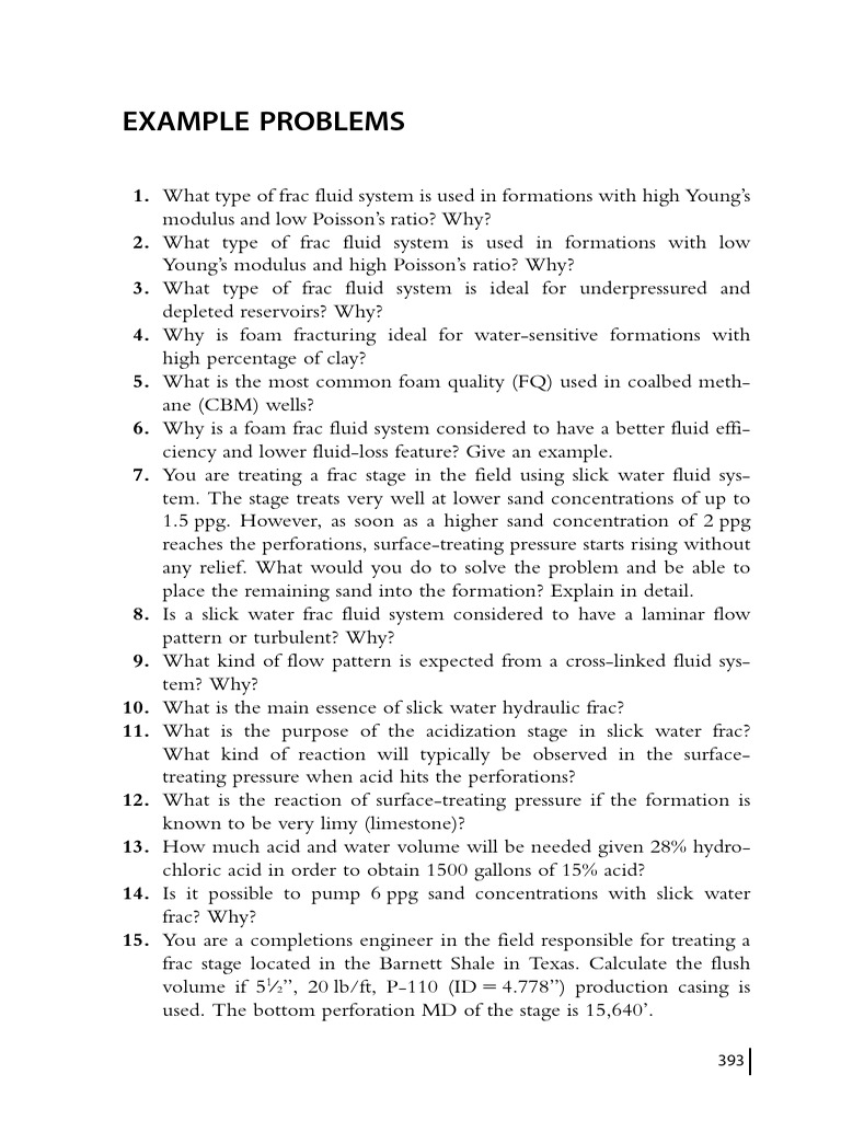 Example Problems 2017 Hydraulic Fracturing in Unconventional