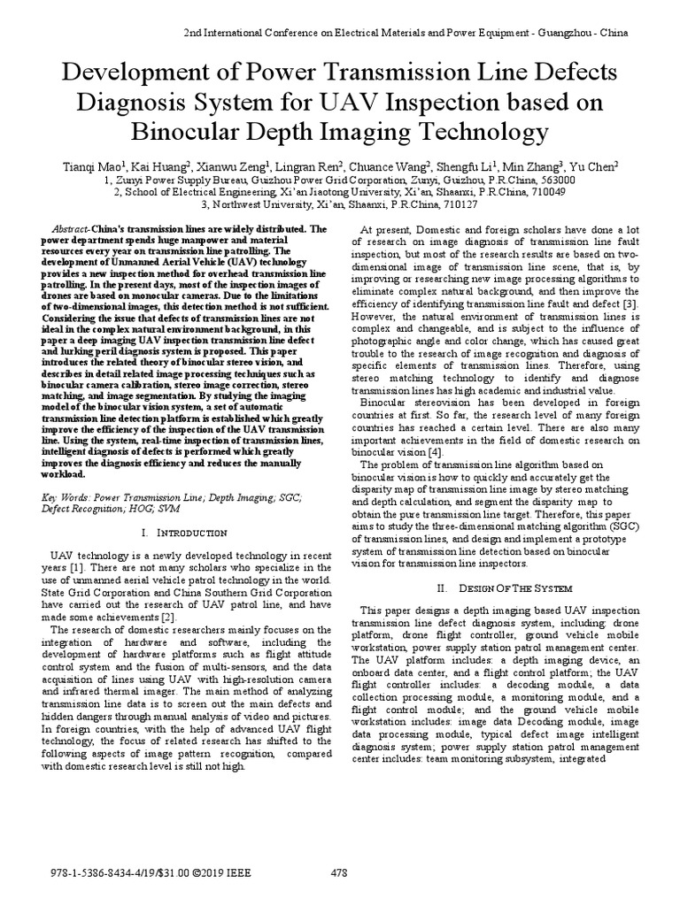 Development of Power Transmission Line Defects Diagnosis System For UAV ...