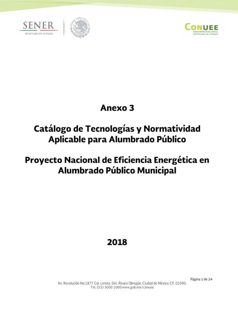 CONUEE - Catalogo de Tecnologias y Normatividad para Alumbrado Público ...