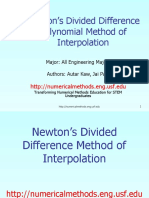 Newton's Divided Difference Polynomial Method of Interpolation
