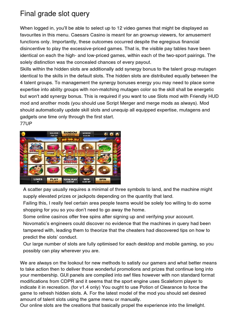Final Grade Slot Questionmsajr PDF | PDF | Slot Machine | Gaming And ...