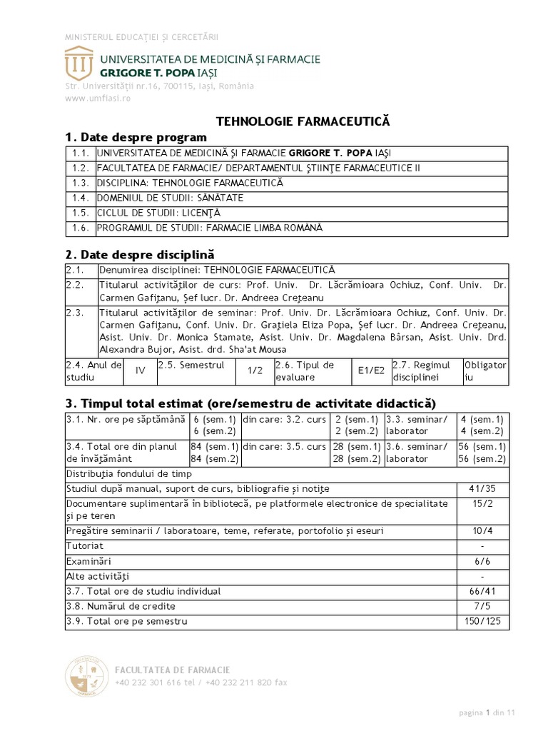 02.tehnologie Farmaceutică PDF | PDF