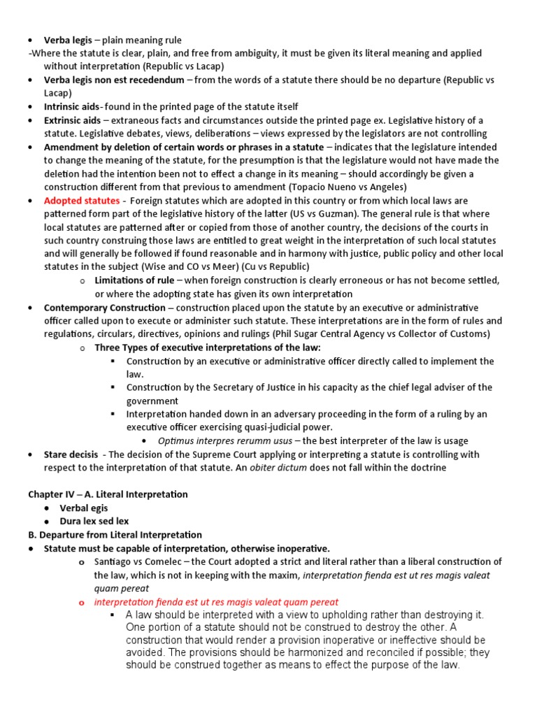 Verba Legis Plain Meaning Rule PDF Plain Meaning Rule Statutory