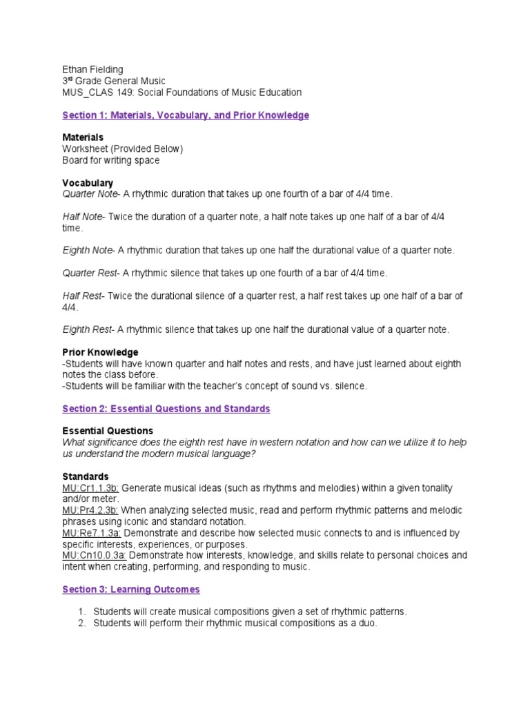 Fielding-Mus149-Assignment 4 | PDF | Rhythm | Reading Comprehension