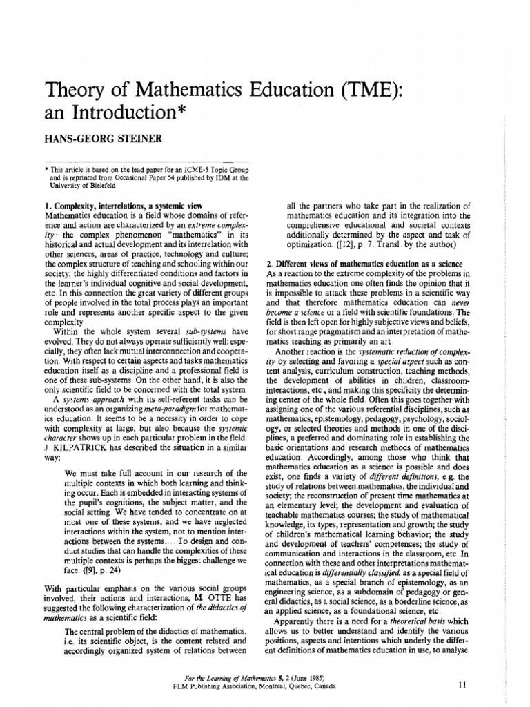 Theory of Mathematics Education | PDF | Theory | Science