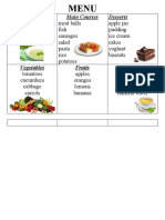 Restaurant menu categories