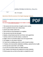 Lodha World School, Palava: Instructions: Write This Exercise in The English Language Notebook