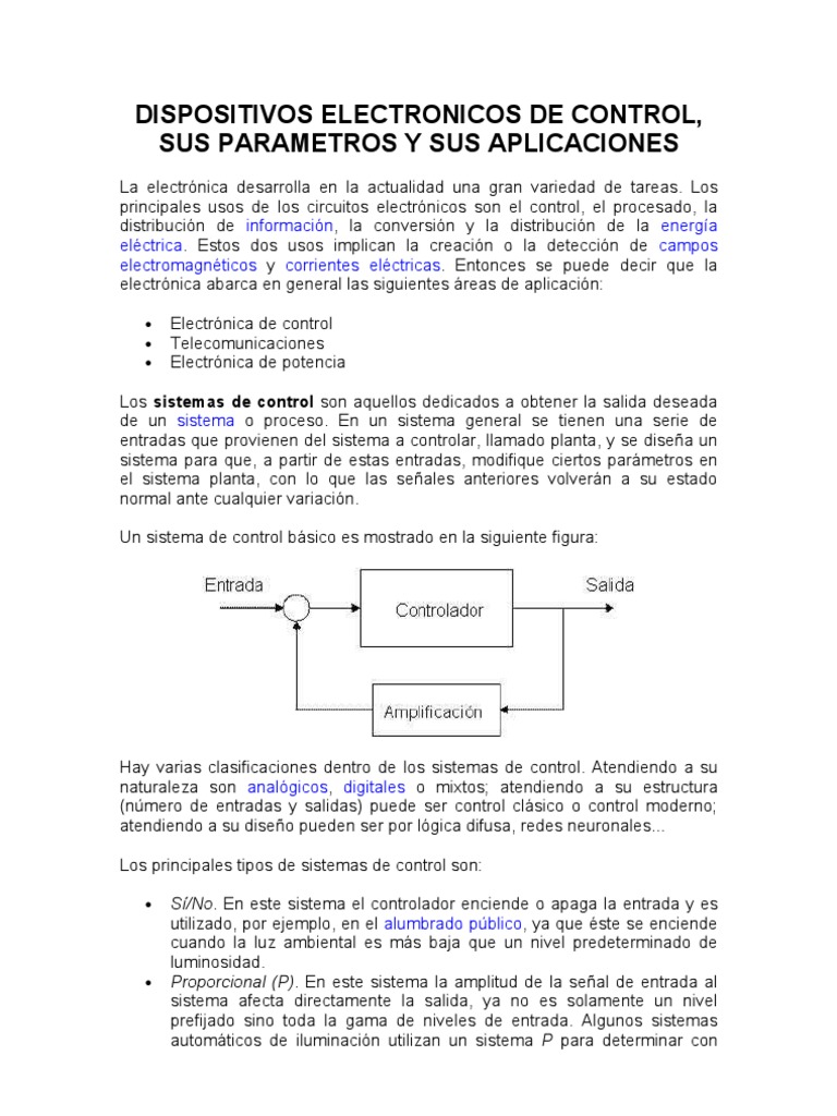 Dispositivos Electrónicos de Control | PDF | Sistema de control ...