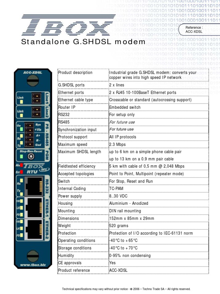 DataSheetACC SHDSL | PDF | Ethernet | Digital Technology