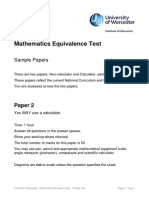 Mathematics Equivalence Test Sample 2 PDF