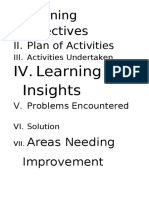 II. Plan of Activities: I.Learning Objectives
