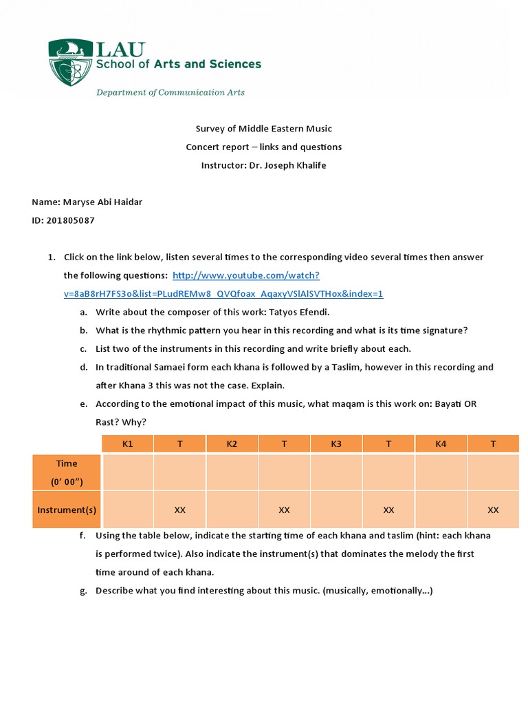 Maryse Abi Haidar Music Report  PDF  Violin  Performing Arts