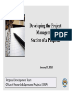 Developing The Project Management Section of A Proposal Section of A Proposal