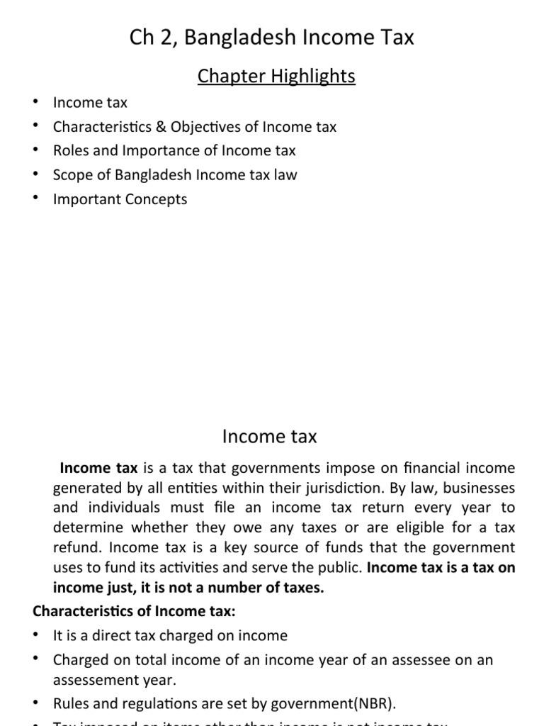 Ch2 Bangladesh Tax PDF Tax Taxes
