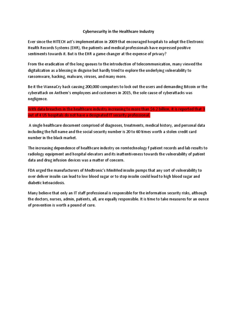 Healthcare Cybersecurity Risks | PDF | Social Science | Self-Improvement