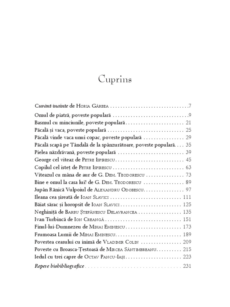 Basme Si Povesti Romanesti Site | PDF