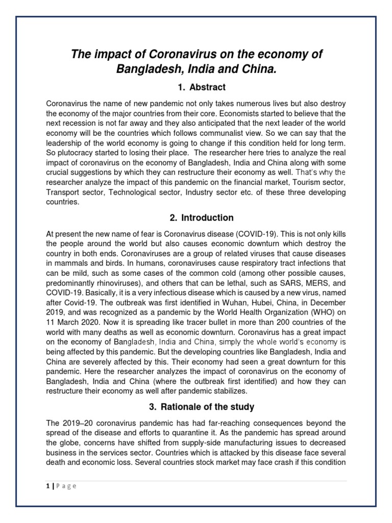 The Impact of Coronavirus On The Economy | PDF | Economies | Business