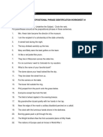 Subject-Verb-Prepositional Phrase Identification Worksheet #1